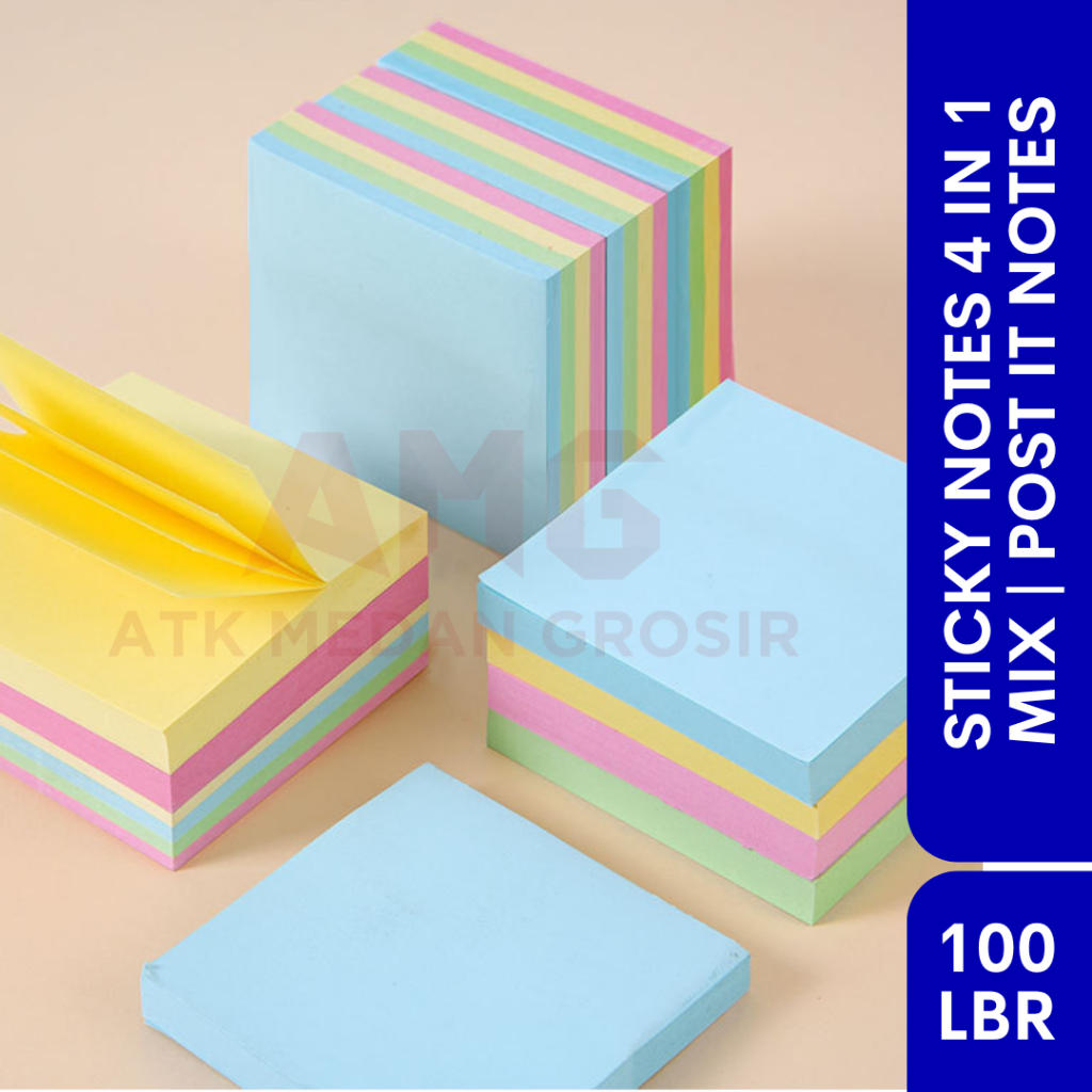

STICKY NOTES POST IT AIMILO 4 WARNA 4 IN 1 MIX 7,6 X 7,6 CM MEMO 100 LEMBAR