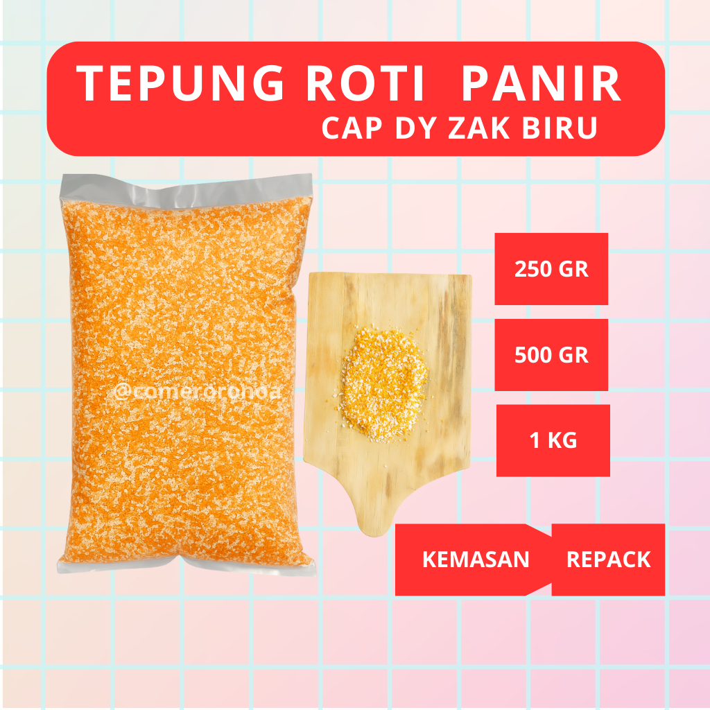 

Tepung Panir Zak Biru 250gr 500gr 1kg | Bread Crumbs untuk Gorengan Renyah