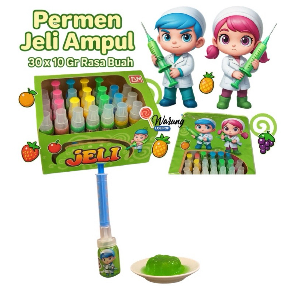 

Permen Jeli Ampul 30 x 10 Gr Rasa Buah Segar | Permen Jelly Jadul Murah by Warung Lolipop