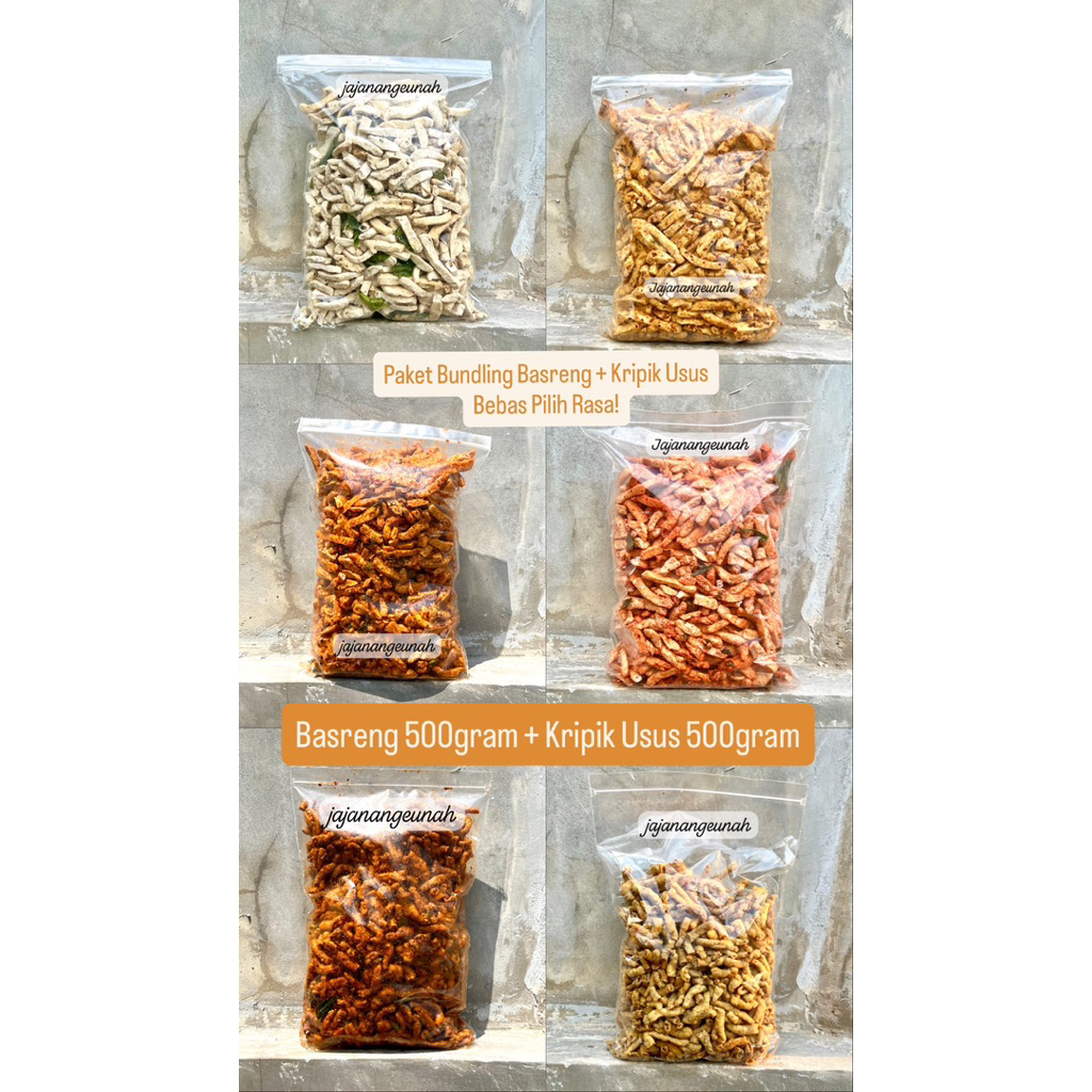 

PAKET BUNDLING BASRENG & KRIPIK USUS 1KG // JAJANANGEUNAH
