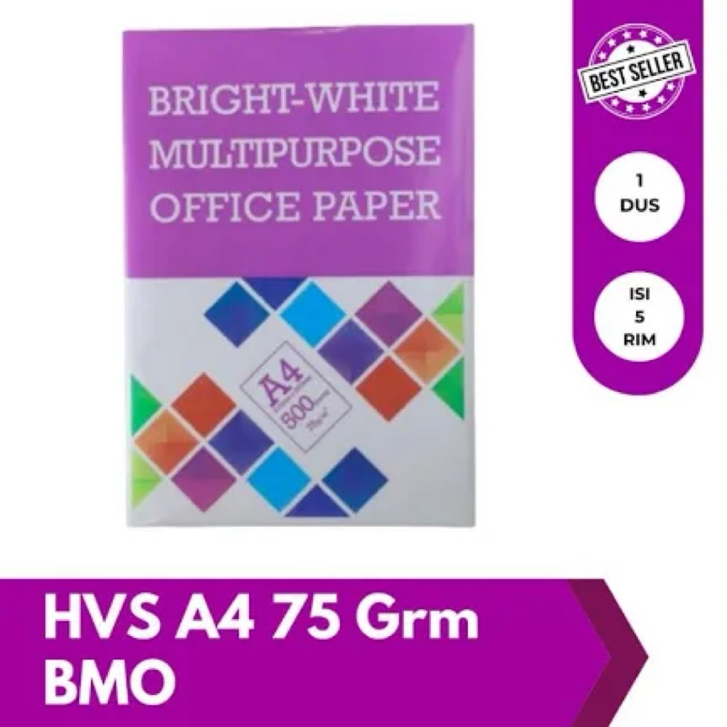 

Kertas HVS A4 BMO 75g 1box -isi 5 rim