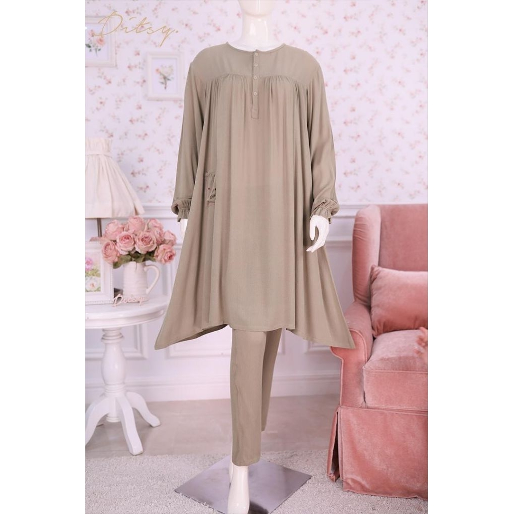 PAJAMAS DITSY CRINKLE MOCCA SIZE M