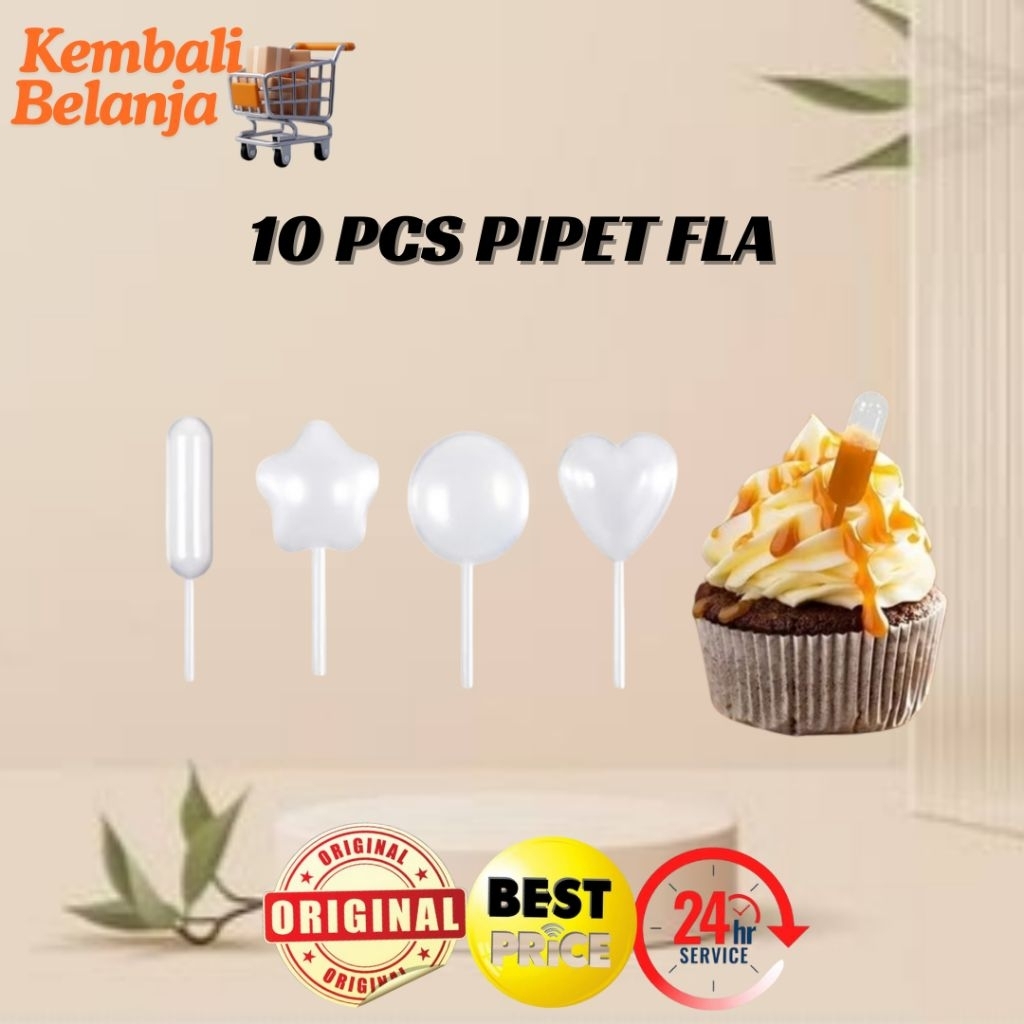 10 Pcs Pipet Vla Puding/ Pipet Vla/ Pipet Tetes Kue/ Pipet CupCake/ Pipet Plastik

