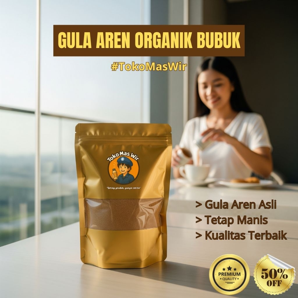 

Gula Aren Bubuk Organik Asli Premium 300gr – Gula Merah Alami Sehat Tanpa Pengawet, Cocok Untuk Kopi, Teh, Minuman Herbal, Masakan & Kue | Mas Wir Official