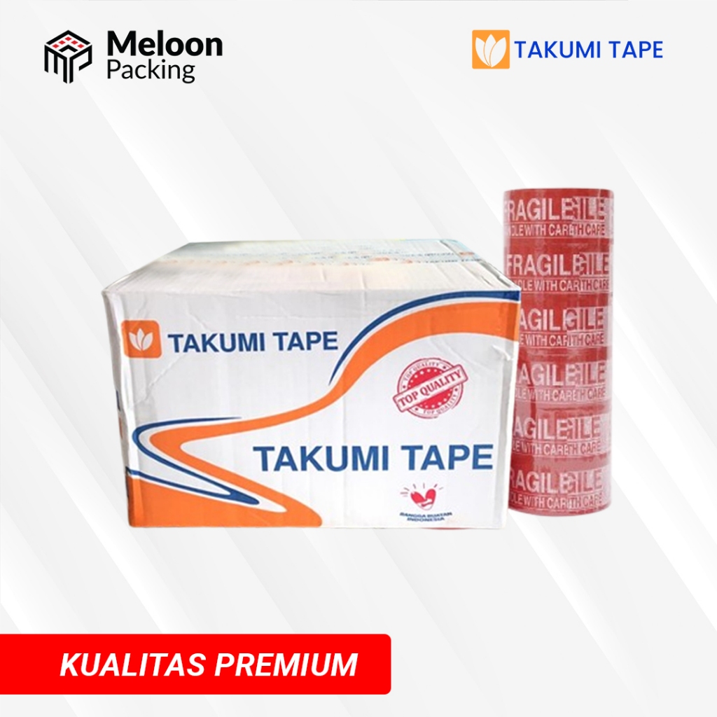 

Lakban Fragile Merah Full 45 x 100 Yard - Takumi Tape