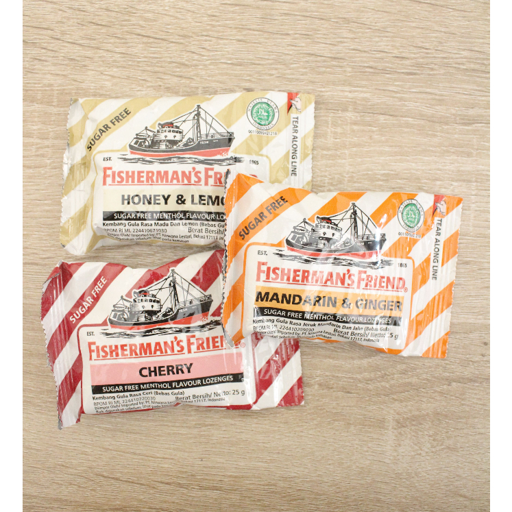 

Fishermans Friend Permen Ginger (Orange) Lemon (Kuning) Cherry (Merah)