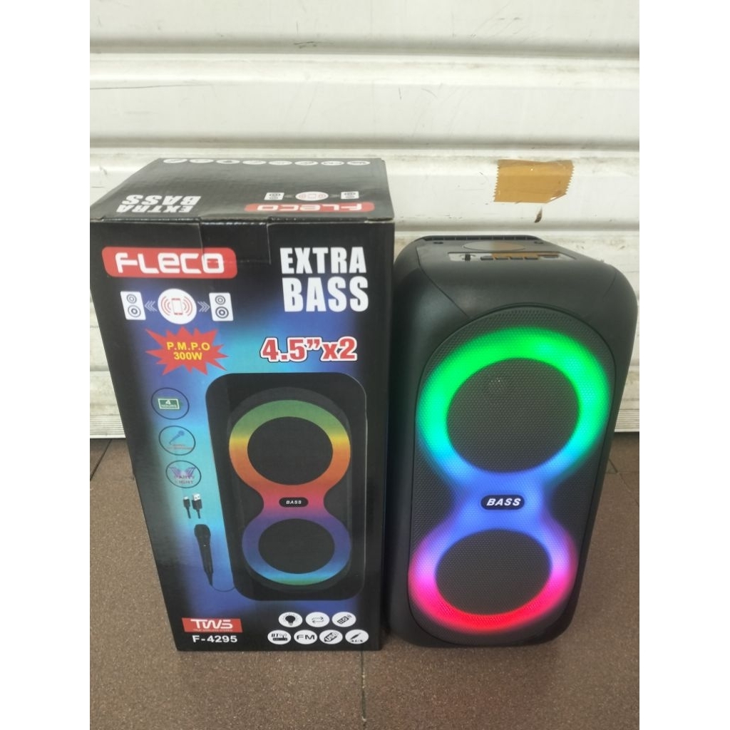 Speaker karaoke bluetooth F-4295 speaker extra bass 4.5"×2