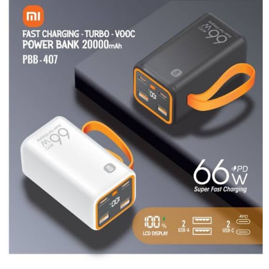 POWERBANK 66W 20000 MAH XIAOMI SUPER FAST CHARGING VOOC PBB 407 
