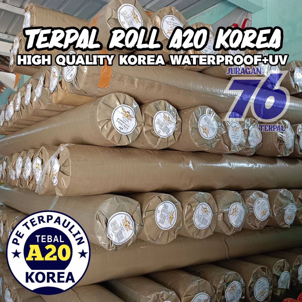 terpal roll type A20 korea warna Hijau army gold,Hijau-hijau,Putih-putih,Hitam-hitam