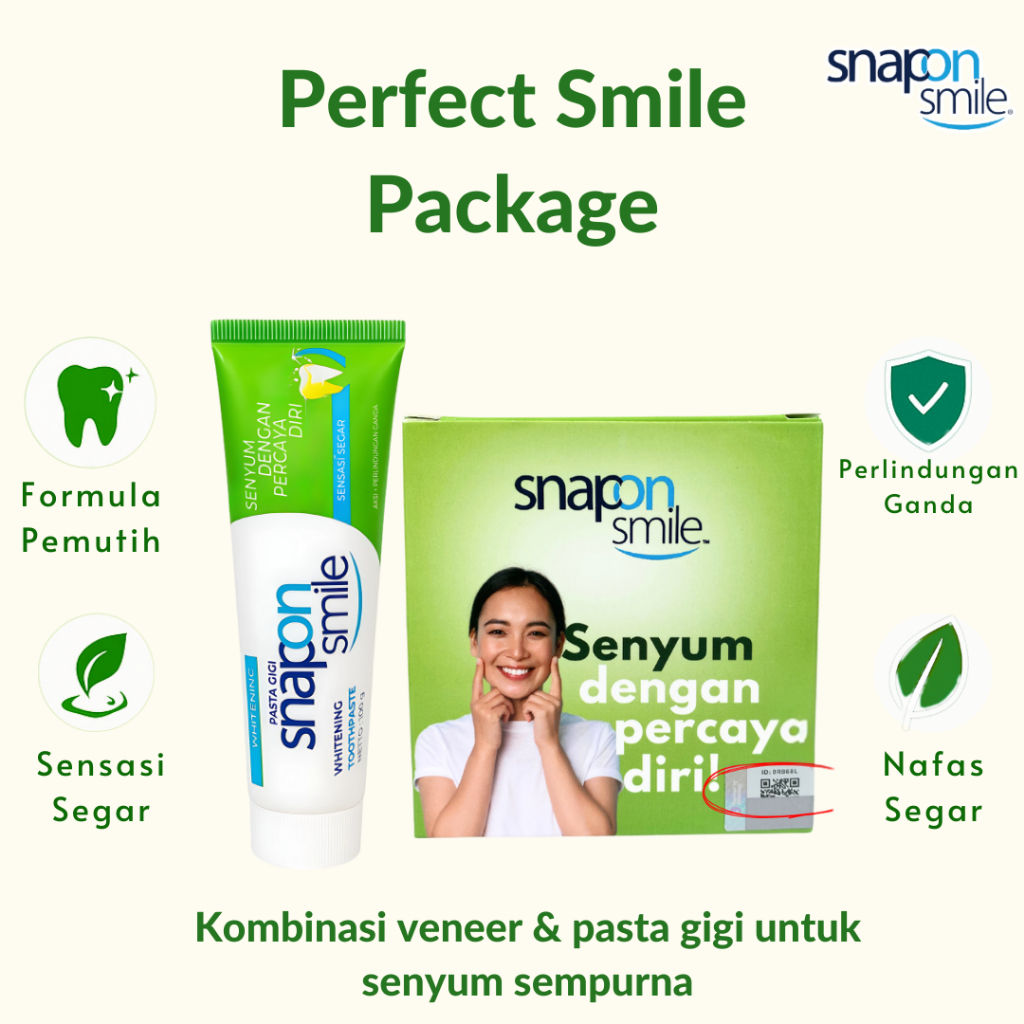 Snap On Smile Paket Bundling Veneer Gigi Lepas Pasang + Pasta Gigi Tube Paket Lengkap Perawatan Mulu
