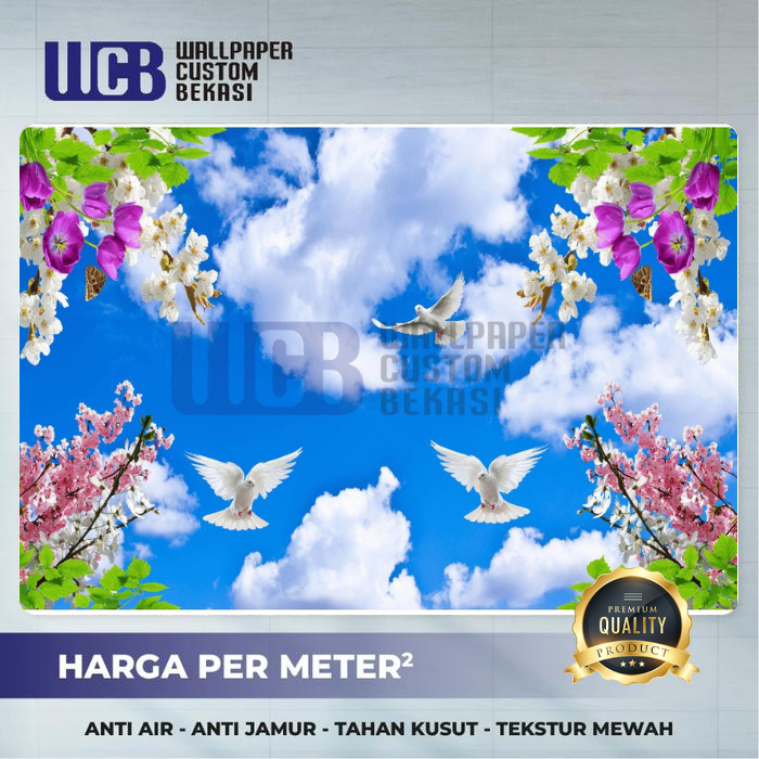 Wallpaper Custom 3D - Tema Sky/Motif Awan - Wallpaper Custom 3D Plafon Motif Awan