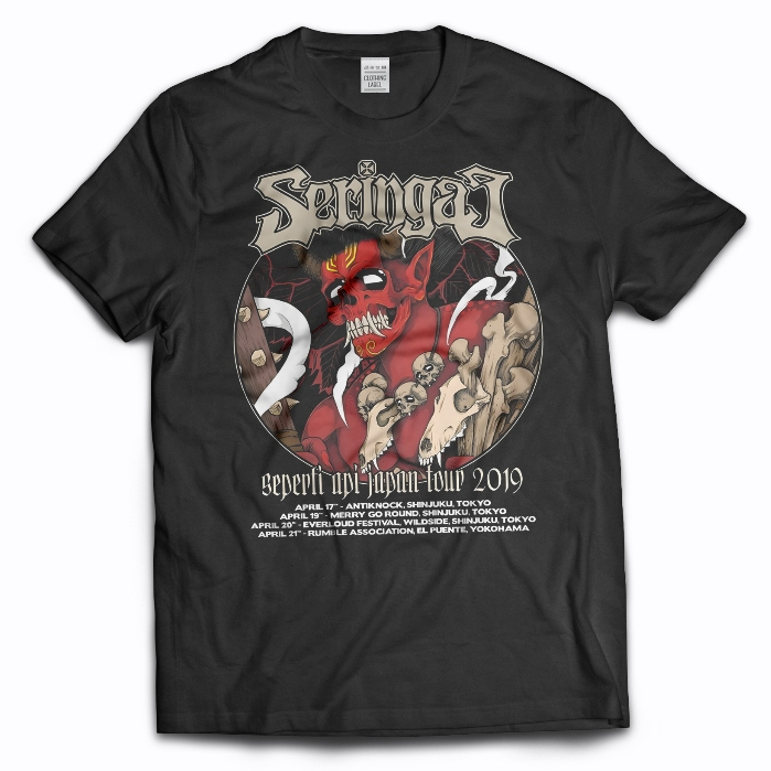 Kaos Band Seringai - Seperti Api Japan Tour 2019 Unisex Cotton Combed 30S