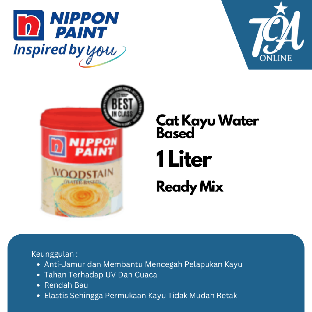 NIPPON PAINT Wood Stain Cat Kayu Water Based Premium Ready Mix 1 Liter