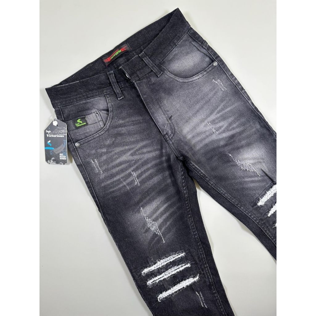 VICTORIOUS Slimfit Jeans Pria Sobek Cyclop Victory, Celana Panjang Pria Sobek, Jeans Pria Sobek, Lon