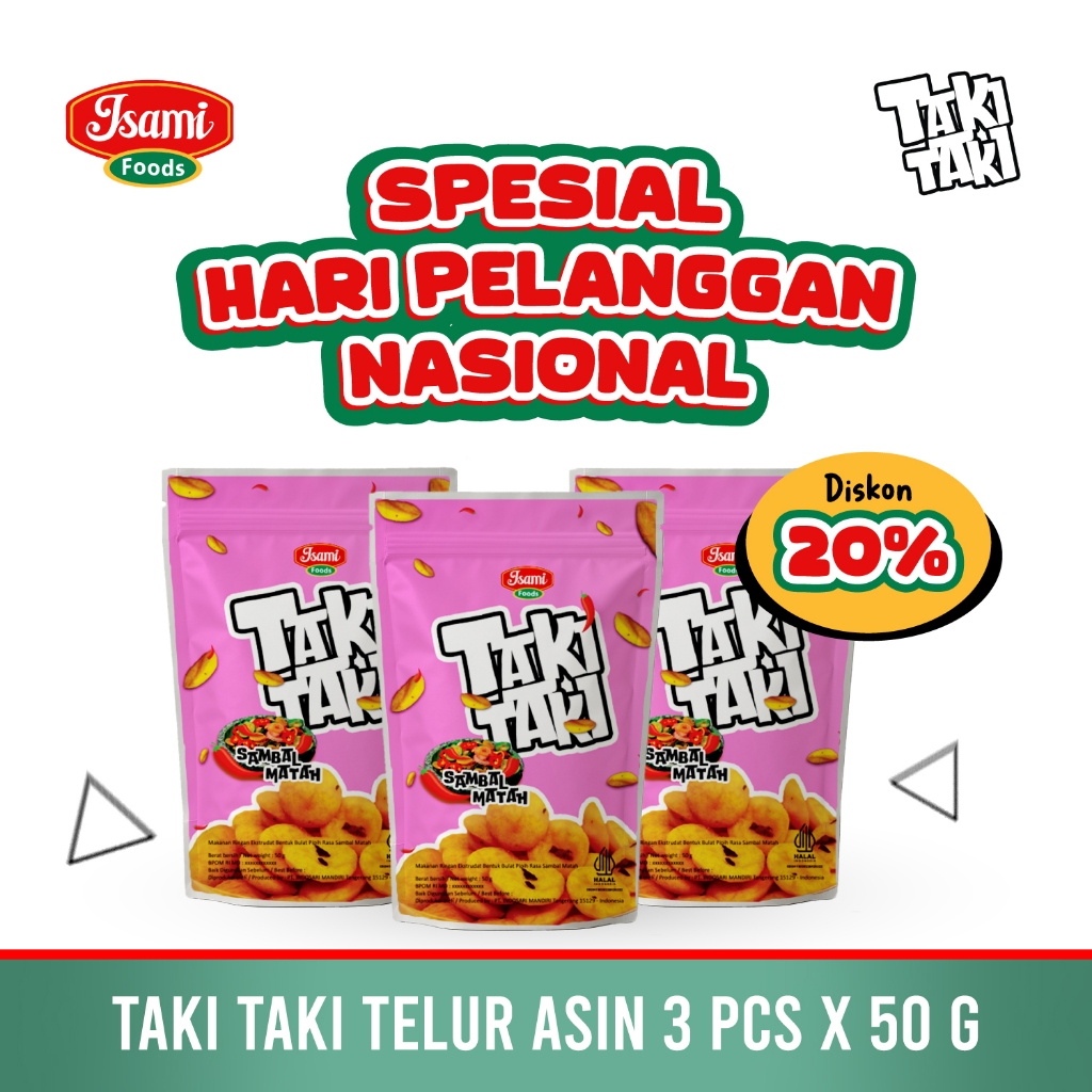 

Cemilan Pedas Taki Taki Sambal Matah 50 gr x 3 pcs