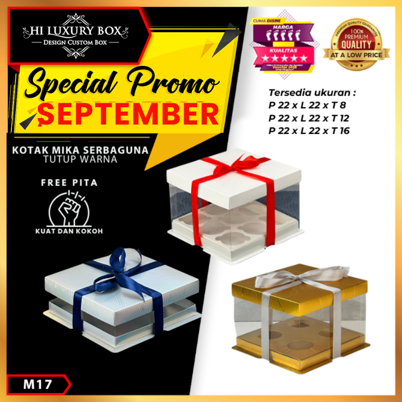 

Box Mika / Kotak Kue Mika / Box Cupcake + Tatakan / Packaging Mika /22X22/M17