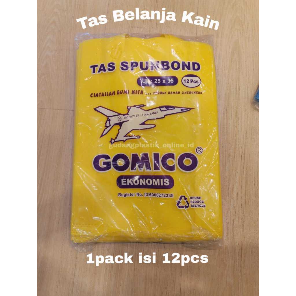 Tas Kain Spunbond 25 x 35 / Tas Belanja Kain (12pcs) GOMICO