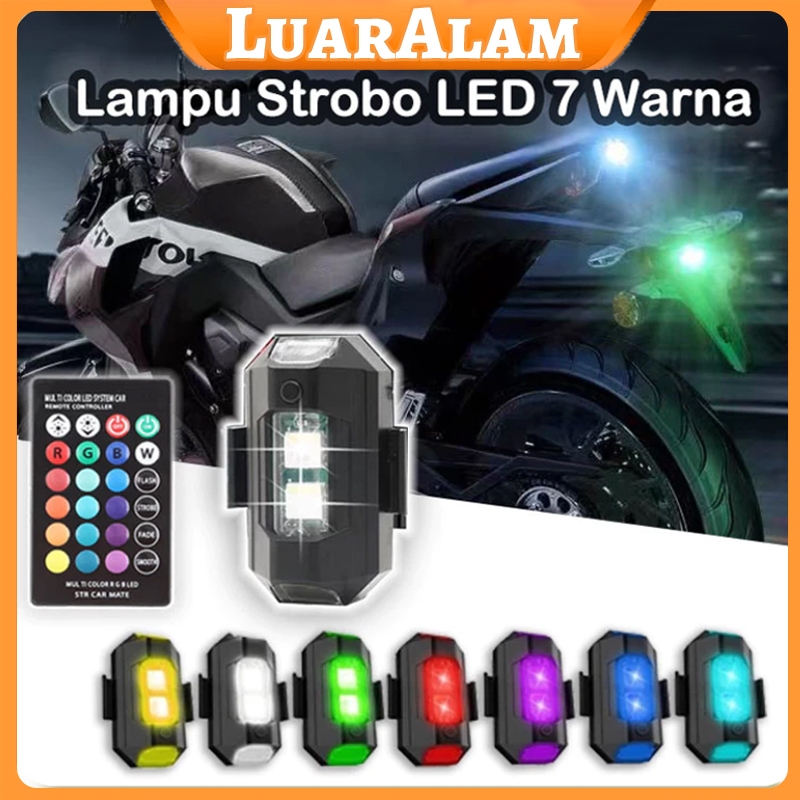 Lampu Strobo LED 7 Warna Universal Motor Mobil/lampu kolong motor/RGB Safety Sein Dip