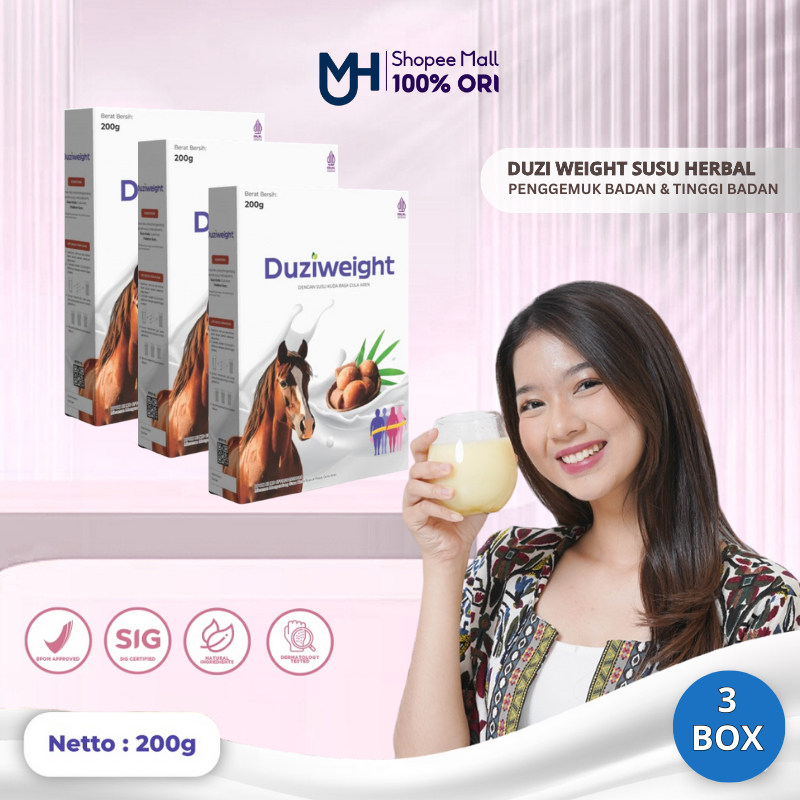 

Duzi Weight - Susu Kuda Penambah Berat Badan 1-10 Kg 3 Box Nutrisi Tubuh Herbal Alami