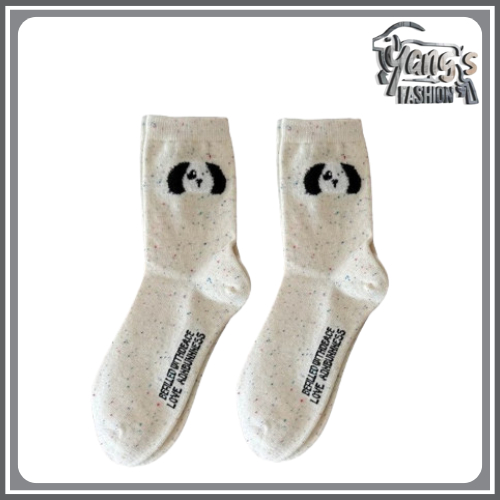 Yang's Fashion - Kaos Kaki Panjang Wanita Katun Motif Kartun Fashion Korea