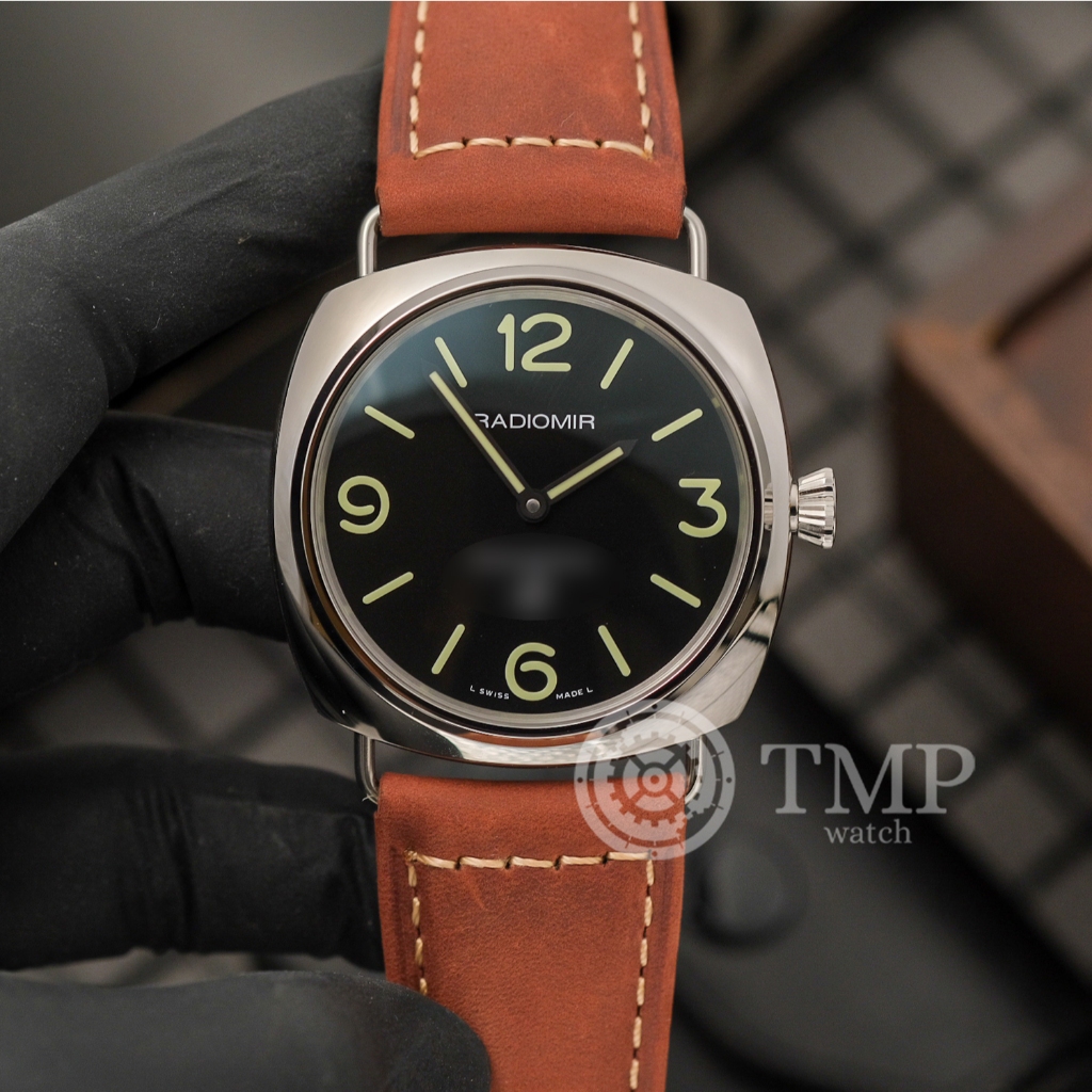 JAM TANGAN RADIOMIR 45mm 753 BLACK DIAL SS BROWN LEATHER HWF