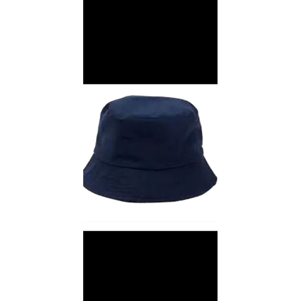 Topi bucket hat Korea polos navy hitam