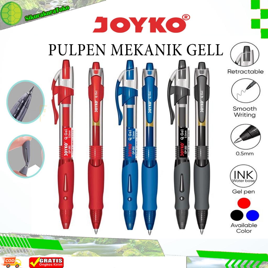 

(sda) Pulpen Mekanik Gel Ink 0.5mm Pena Standar Cetekan pen bolpoin alat tulis kantor sekolah pen hitam biru merah bolpen 0.5