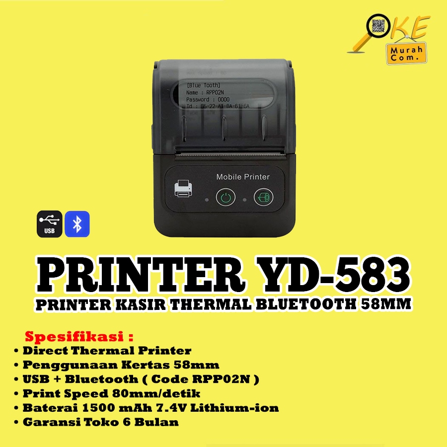 Printer Mobile Kasir Thermal Bluetooth 58mm PRYD-583 / YD583 / YD 583 - Setara Iware X583