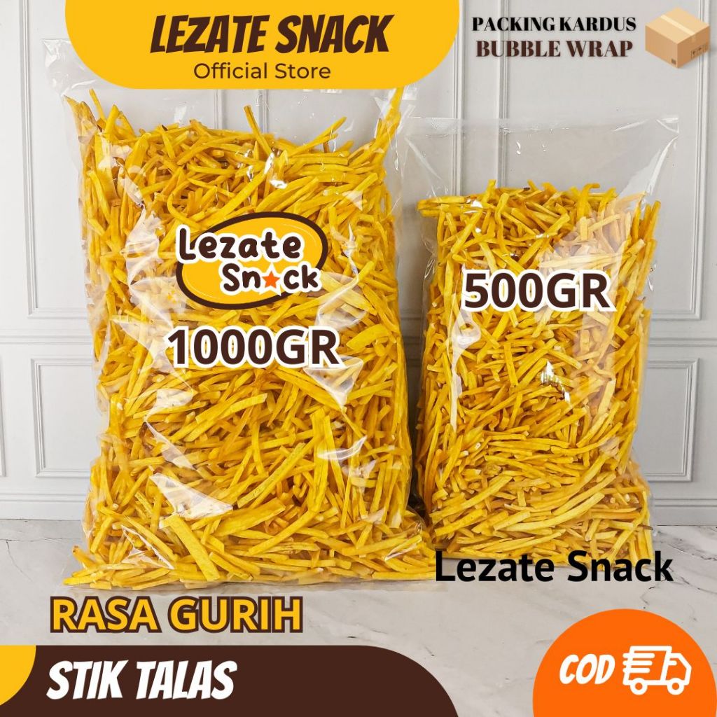 

Kripik Talas 1KG Gurih Asin Kiloan Murah Renyah Enak / Stik Talas Tales Kuning Gurih Asin Snack Lezate Snack LEZATE