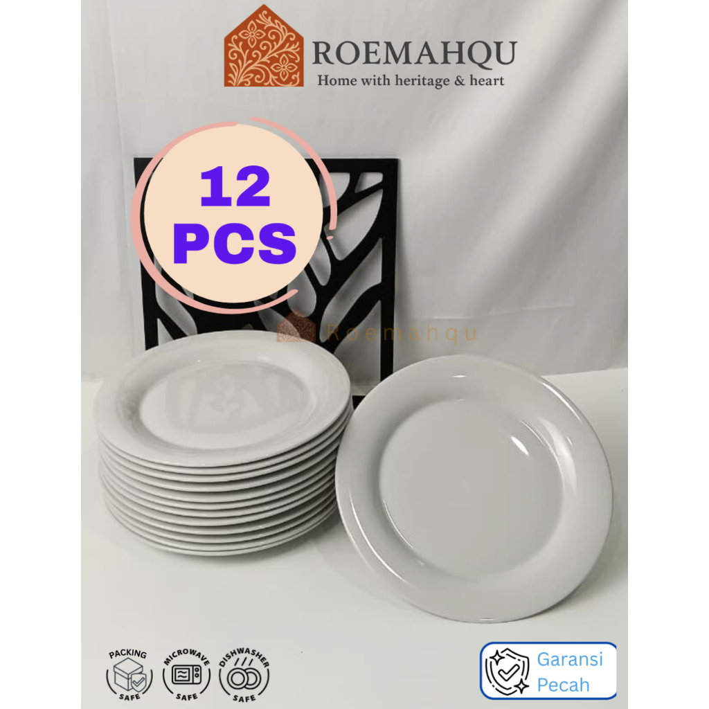 [12 Pcs] PYRAMID Piring Ceper Bulat 10 Inch Polos Tebal Keramik I harga lusinan piring keramik