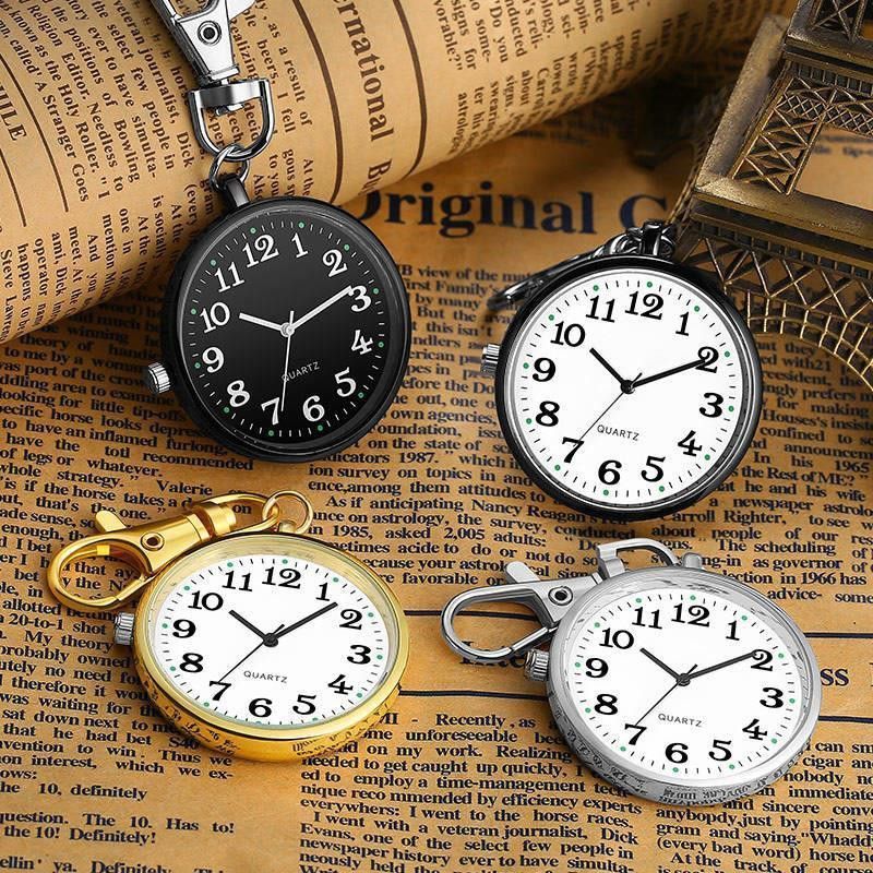 READY Watch Gantungan Kunci Jam Quartz Analo Dial Jam Saku Gantung Pocke Original