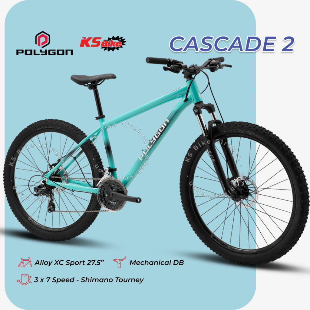 MTB Polygon Cascade 2 27.5 Inch Alloy 3 x 7 Speed Shimano Rem Cakram Disc Brake Sepeda Gunung MTB XC