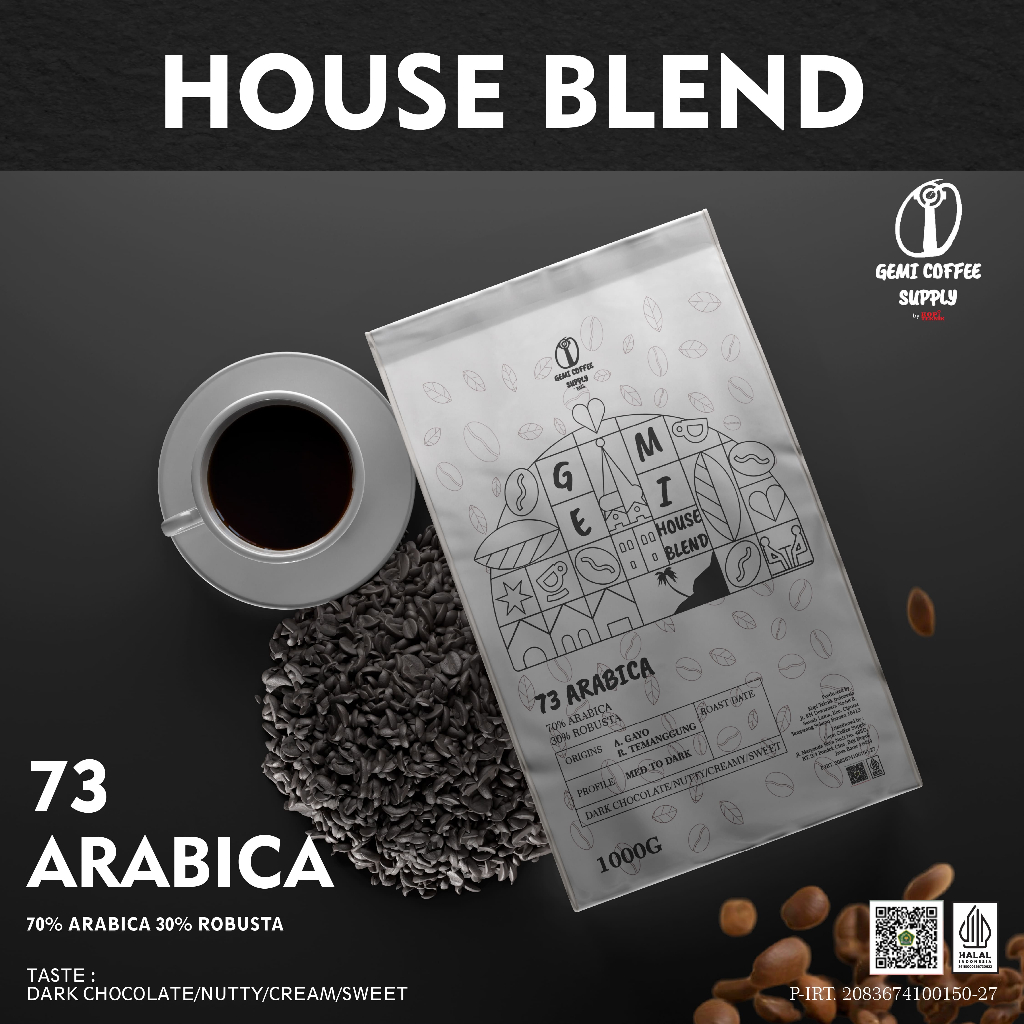 

Gemi House Blend - 73 Arabica II 70% Arabica 30% Robusta Coffee