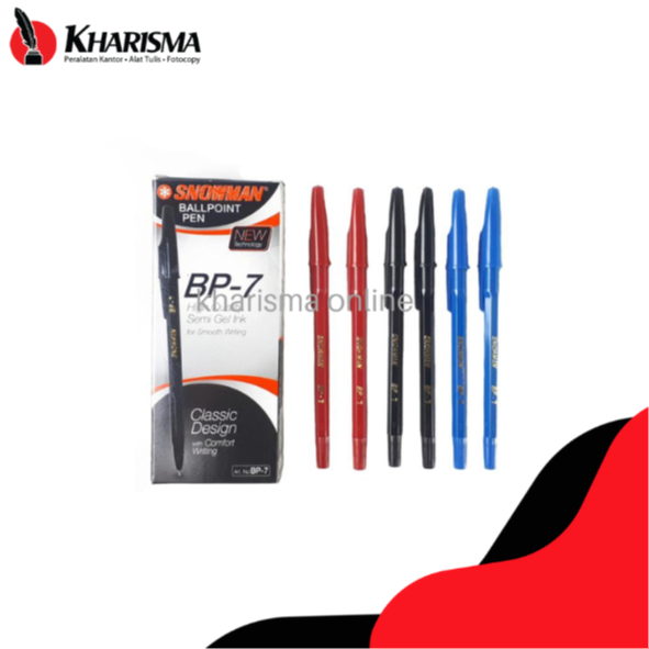 

(1pack) Ballpoint SNOWMAN BP7 - Hitam Biru Merah [ lusin -12 pcs]