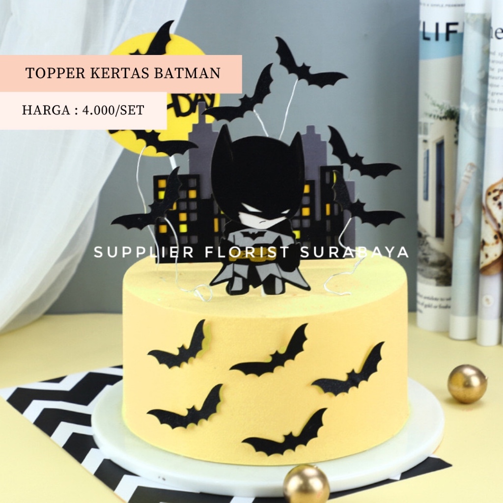 [1 SET] TOPPER KERTAS BATMAN AVENGER HIASAN KUE TART TANCAPAN SISIPAN CAKE DECORATION CUPCAKE ULANG 