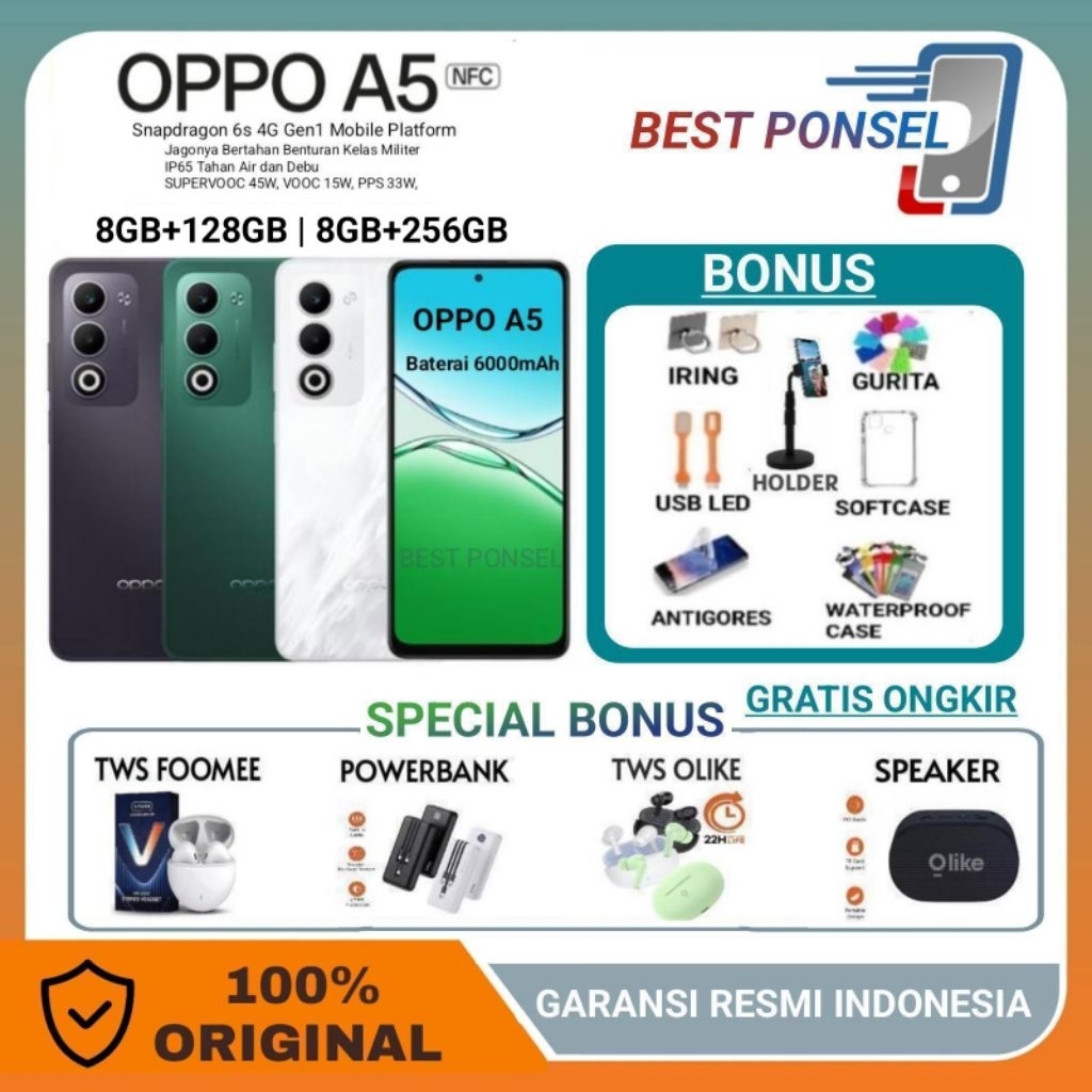 OPPO A5 NFC RAM 8GB | 128GB | 8GB + 256GB GARANSI RESMI OPPO INDONESIA