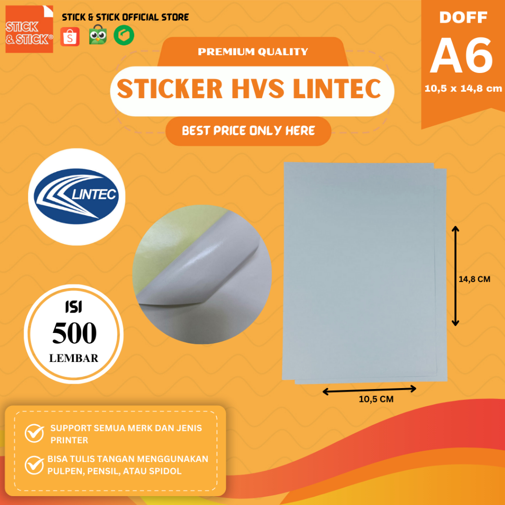 

Sticker HVS Lintec Doff A6 Isi 500 Lembar / Bisa Print & Tulis Tangan / Label Promosi / Label Matte