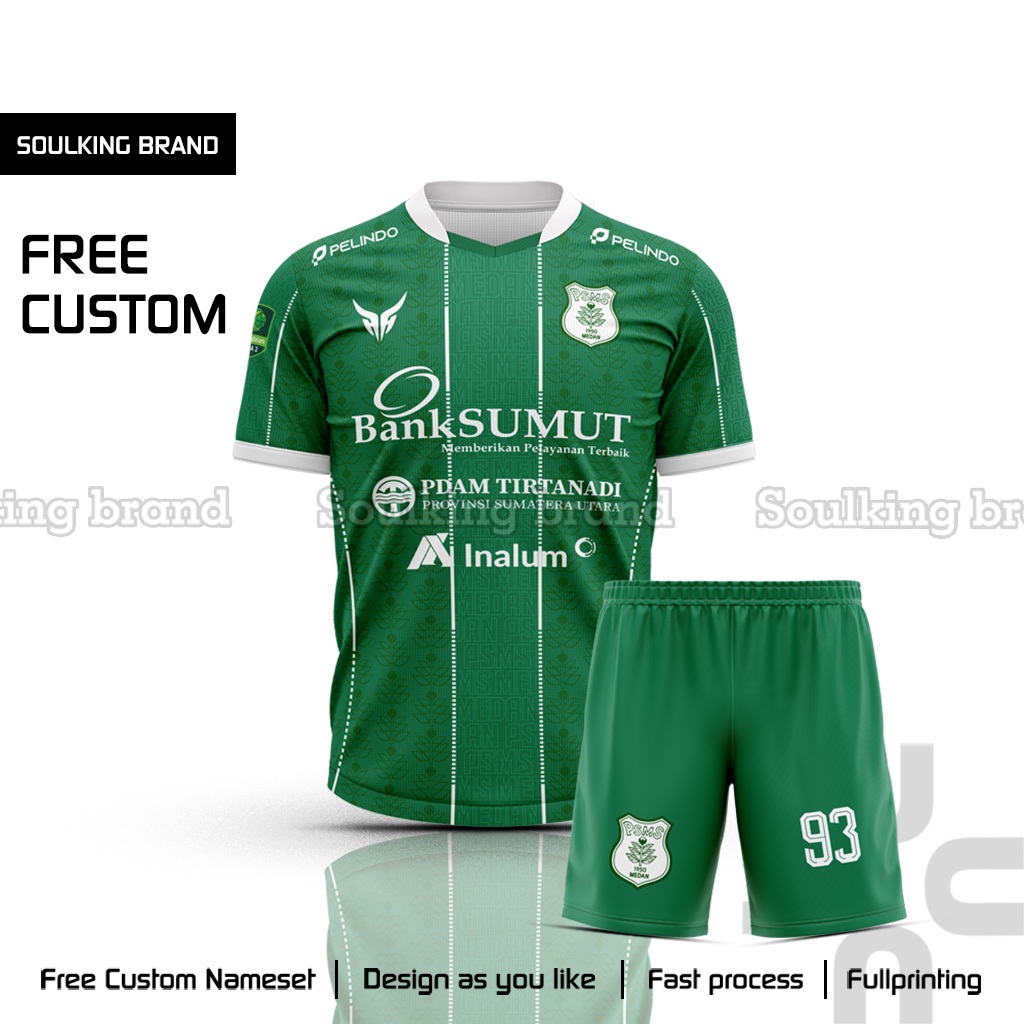 Baju Bola PSMS Medan Home 2022 - 2023 Liga 2 Indonesia Free Custom Nama Warna Hijau Sport