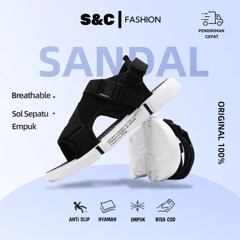 S&C-Sandal Pria Sandal Pria Casual Sandal Pria Keren Slop Sandal Karet Sandal Pria Original 100% Bra