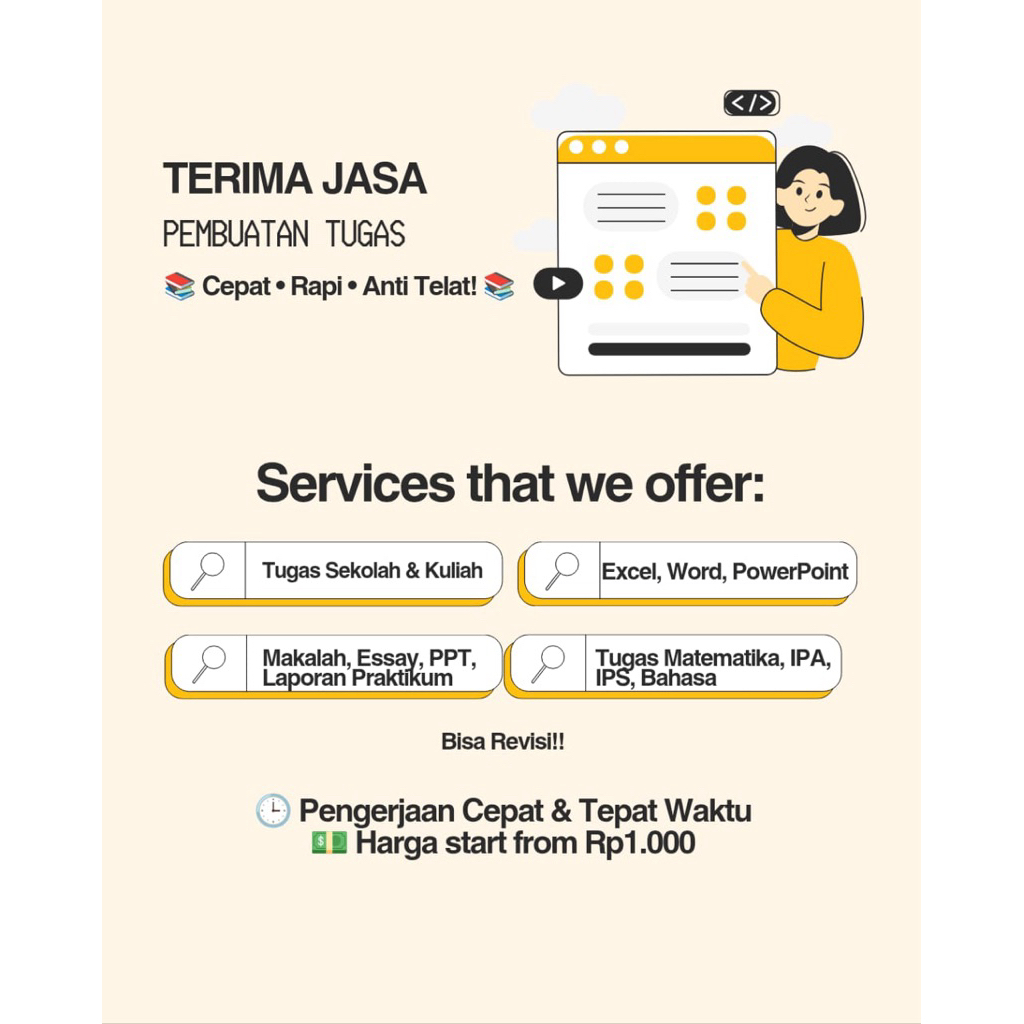 

Spesialis Tugas Sekolah Kuliah Semua Mapel / Matkul