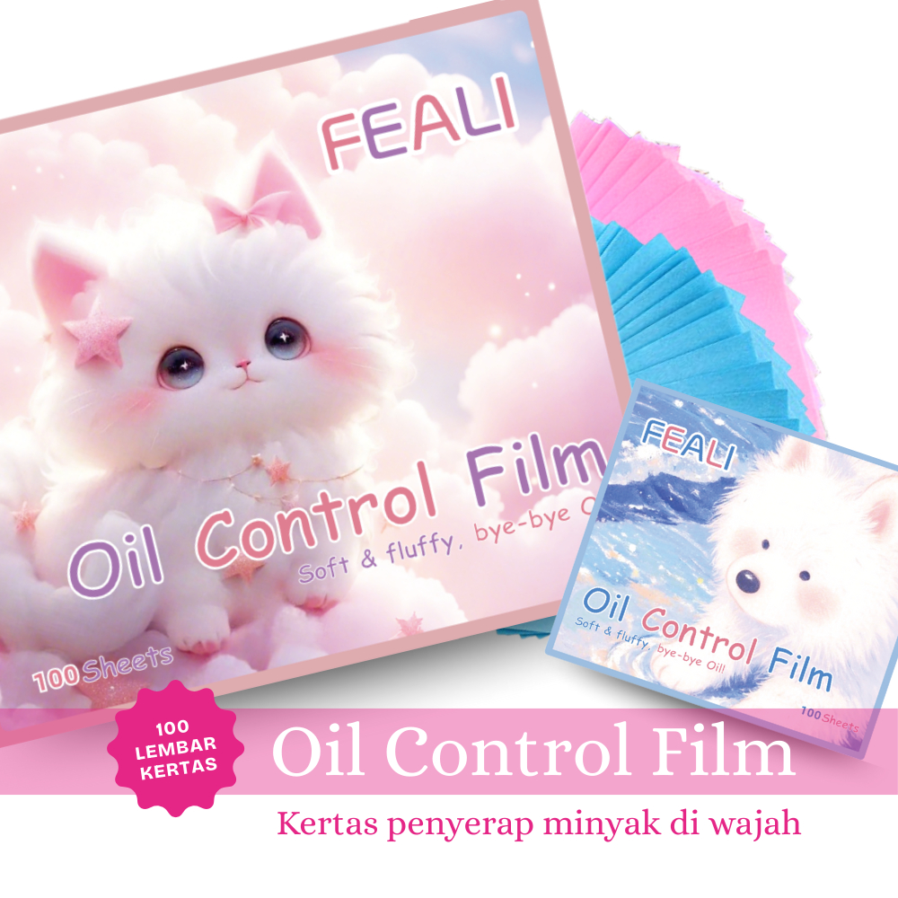 FEALI Oil Control Film Kertas Minyak Wajah Portable - Oil Control 3in1 Kertas Minyak + Puff + Cermin