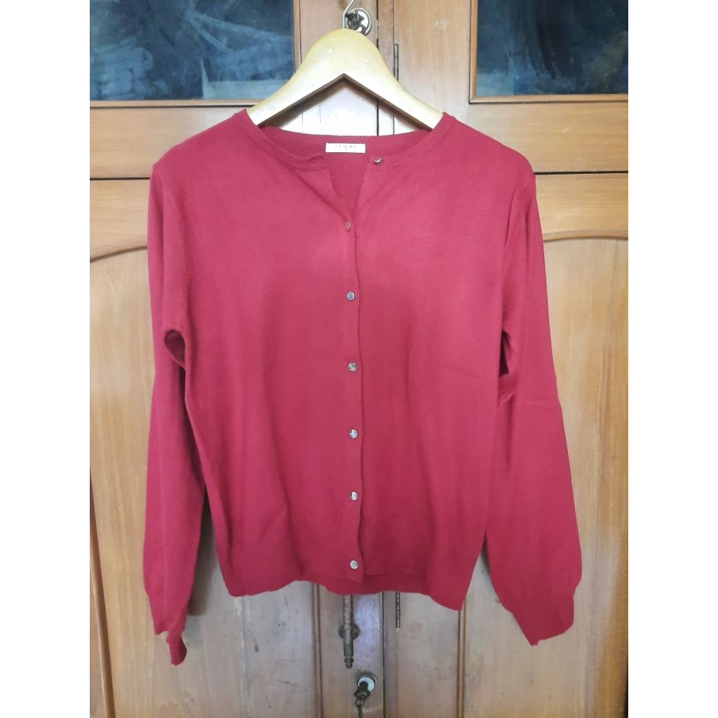 cardigan rajut kutub brand glacier warna maroon