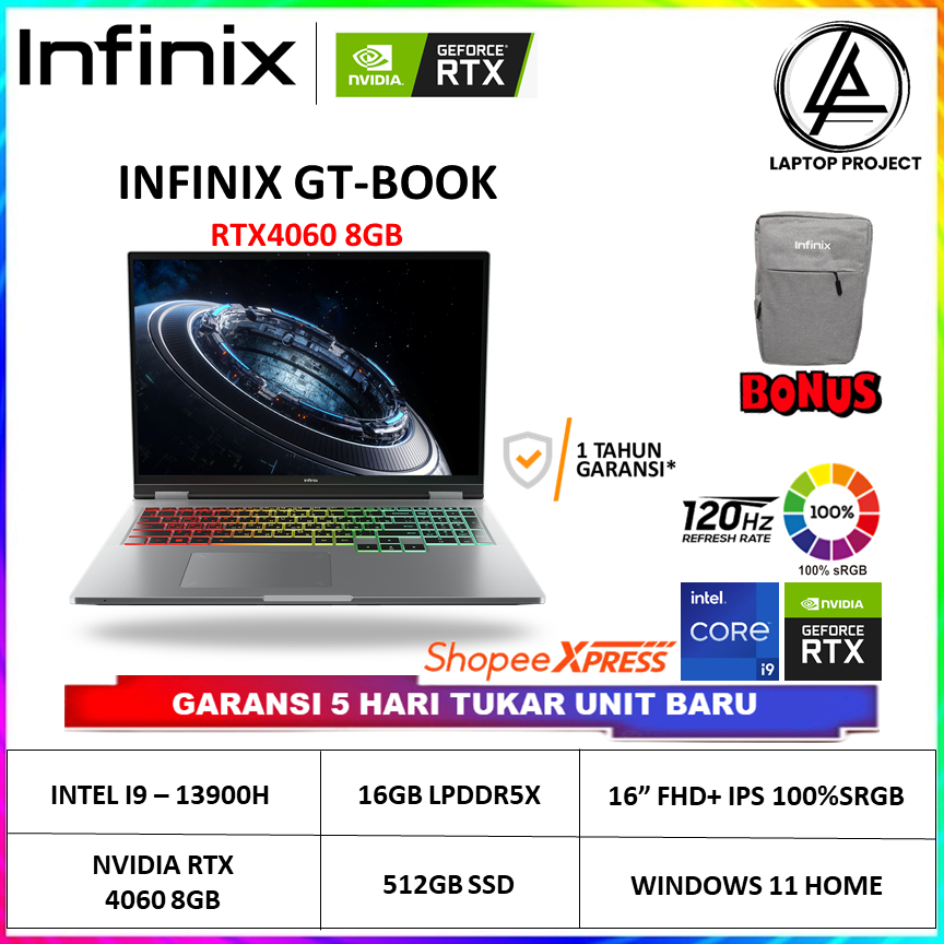 INFINIX GTBOOK RTX4060 Intel Core i9 13900H 16GB SSD 512GB 16" 100%SRGB Windows 11 Home - Infinix GT