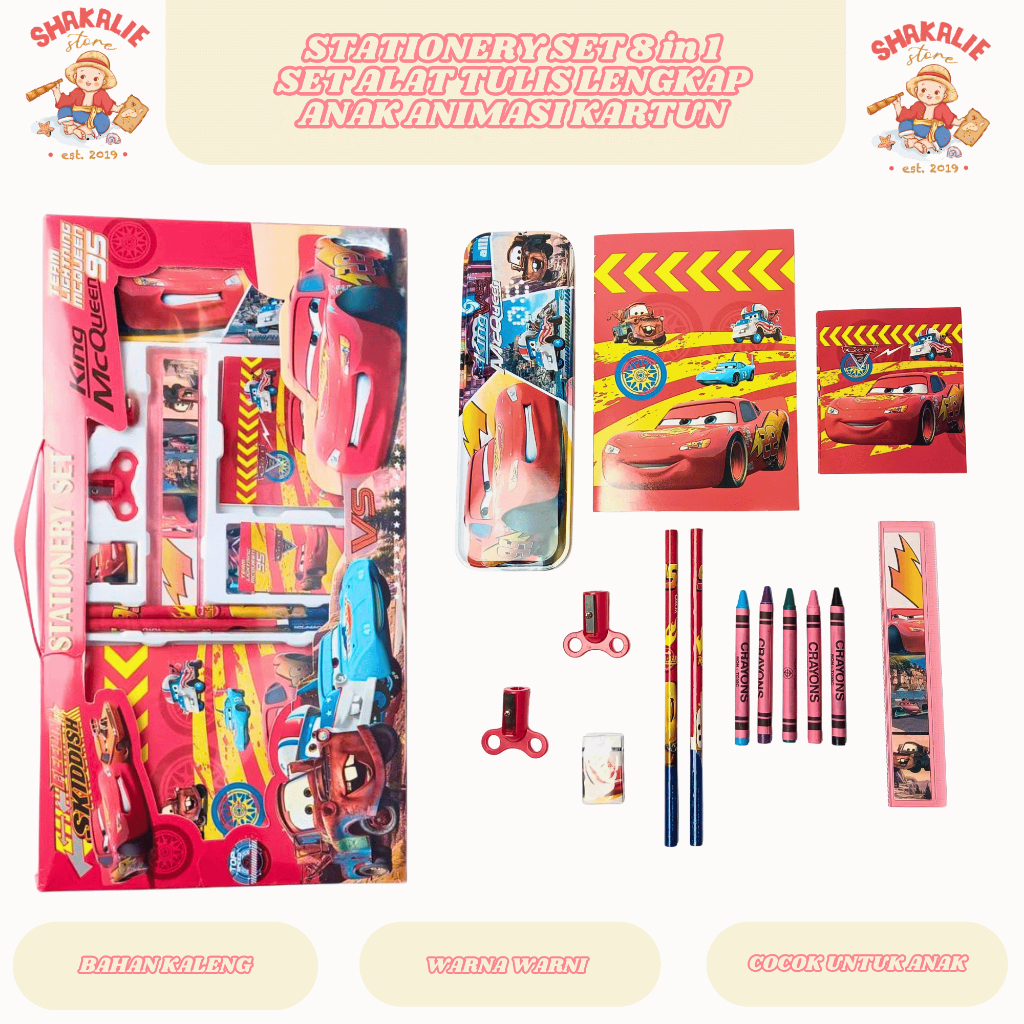 

Set Alat Tulis 8in1 Anak Motif Kartun Lucu Stationery Set 8in1