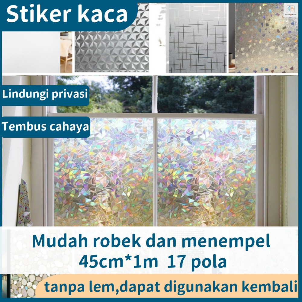 [COD]sticker kaca jendela 45cm*100cm,sticker kaca jendela rumah 3d minimalis bermotif,stiker pintu k