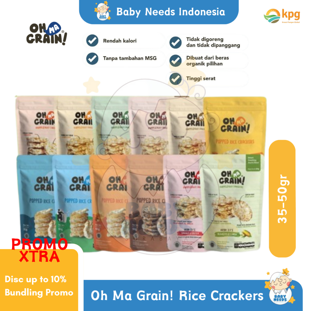 

Oh Ma Grain! - Popped Rice Crackers - Snack Diet - 50 gr