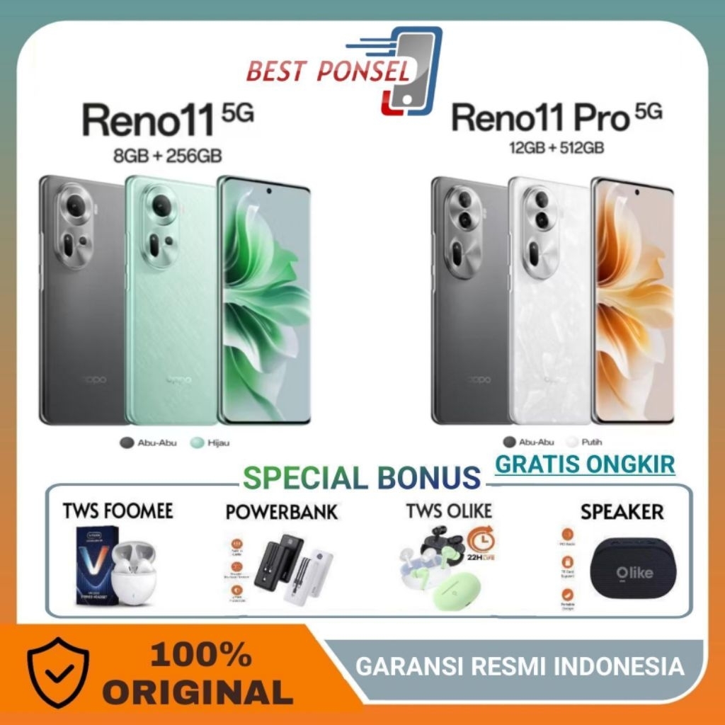 OPPO RENO 11 5G RAM (8GB + Extended 8GB) RENO 11PRO RAM 12/512GB GARANSI RESMI OPPO INDONESIA
