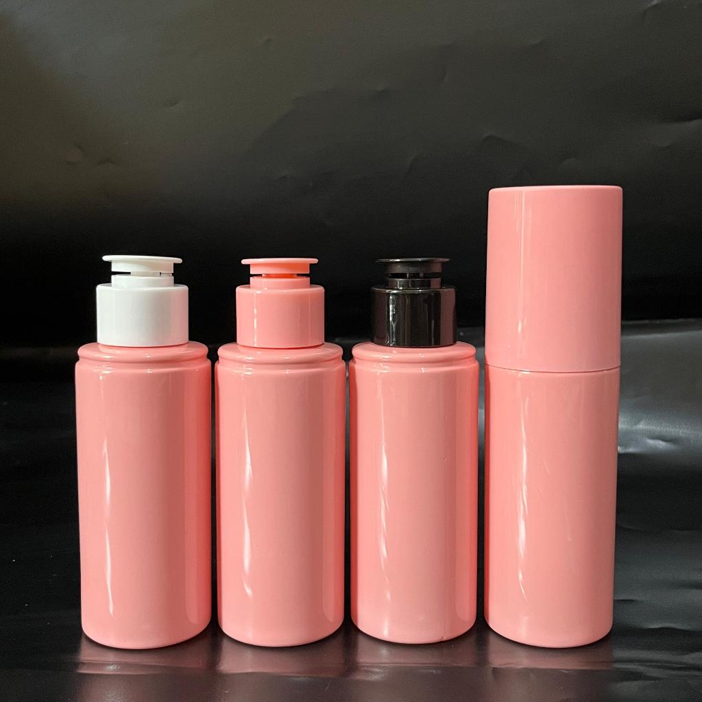 Botol Toner 100ml Pink /  Botol Dioly 100ml Pink Cap Pink Cap Putih Tutup Fliptop Jamur Neck 24 / Bo