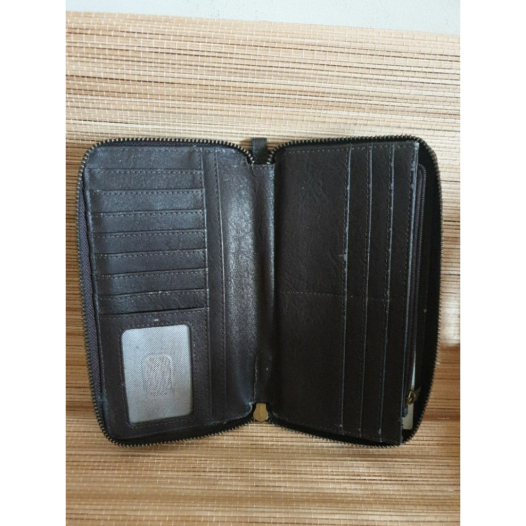 Preloved Dompet Fossil liza zip clutch cocoa