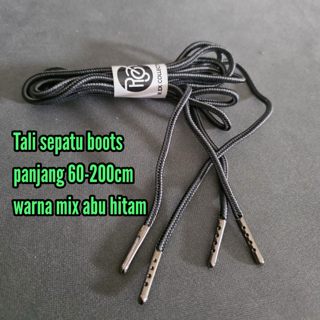 Tali sepatu Boots/sepatu kulit warna mix abu hitam panjang 80cm-200cm dijual per 2pcs(pasang)